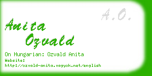 anita ozvald business card